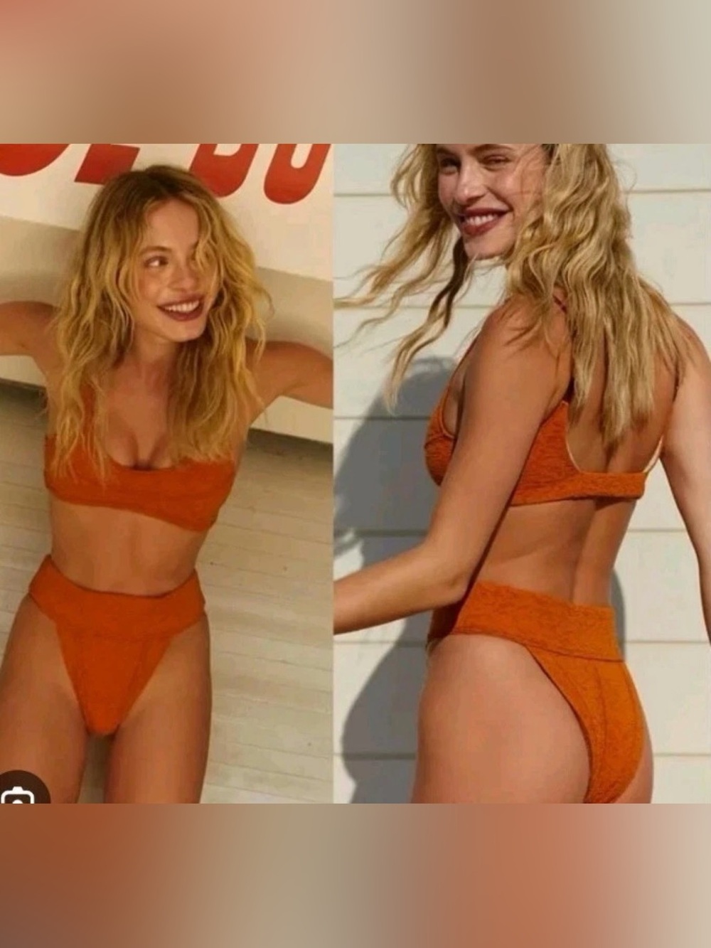 New small free people free-est Dylan high waist bikini bottom tan honey ginger